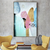 Large Golden Abstract Painting With Floating Frame - Fansee Australia