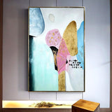 Large Golden Abstract Painting With Floating Frame - Fansee Australia