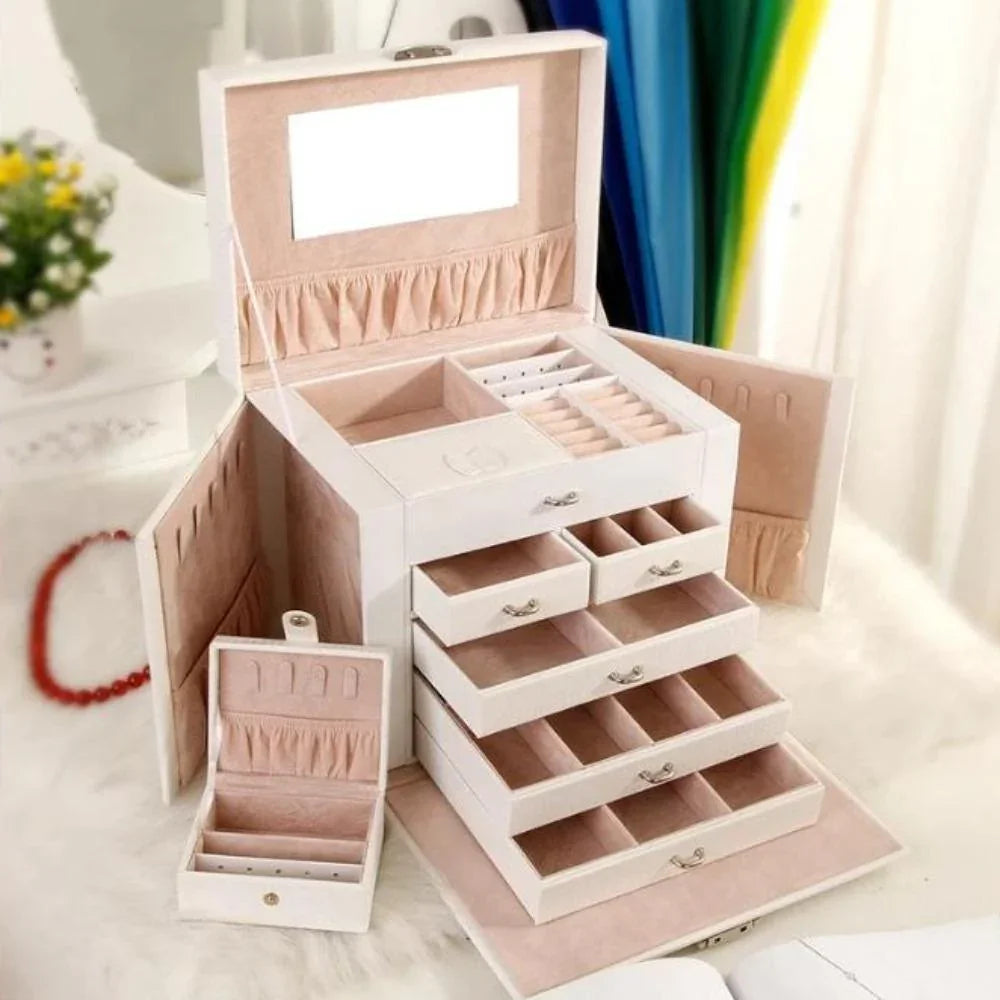 Large Jewellery Box -White Pink - Fansee Australia