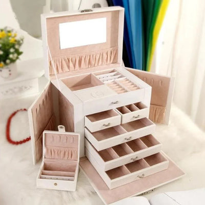 Large Jewellery Box -White Pink