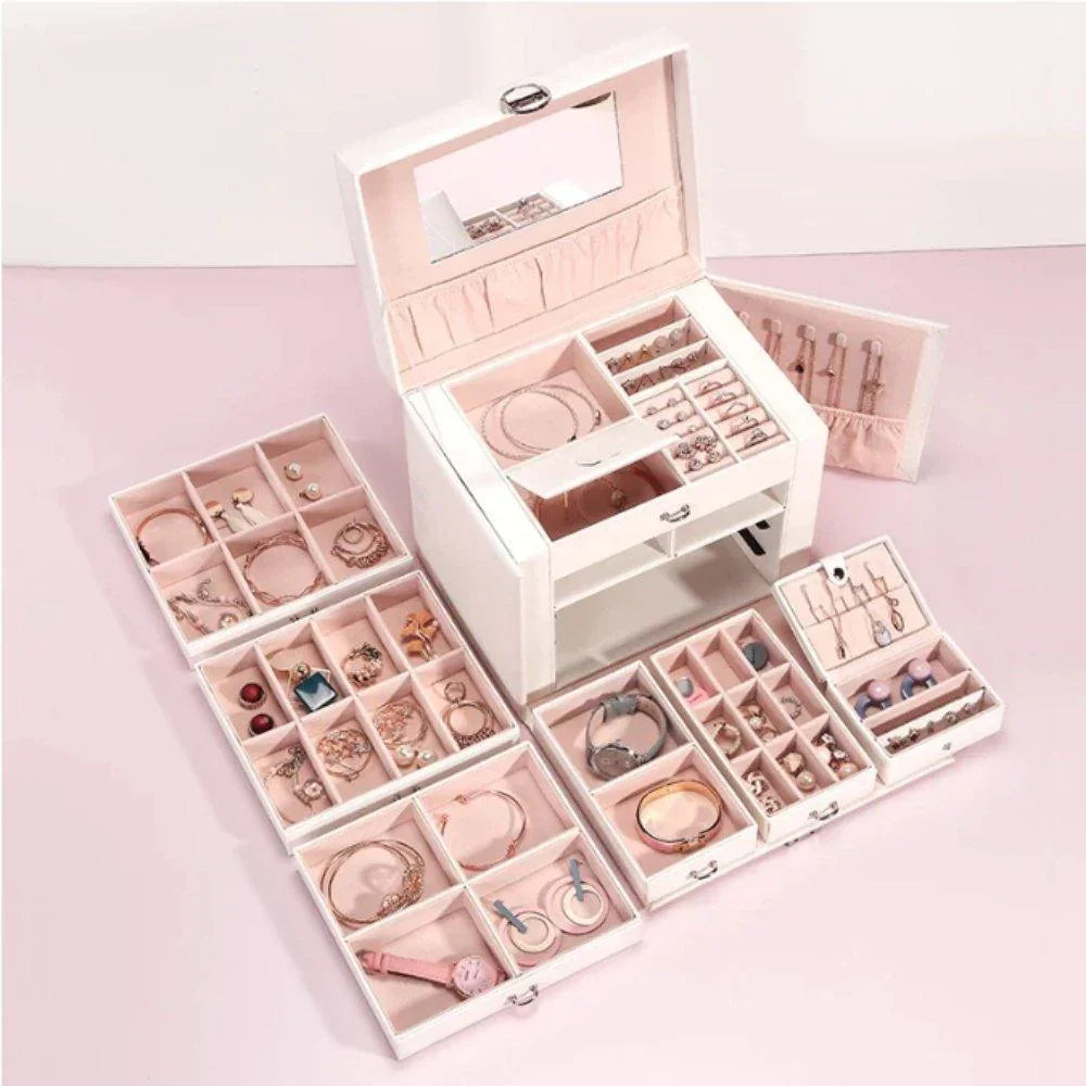 Large Jewellery Box -White Pink - Fansee Australia