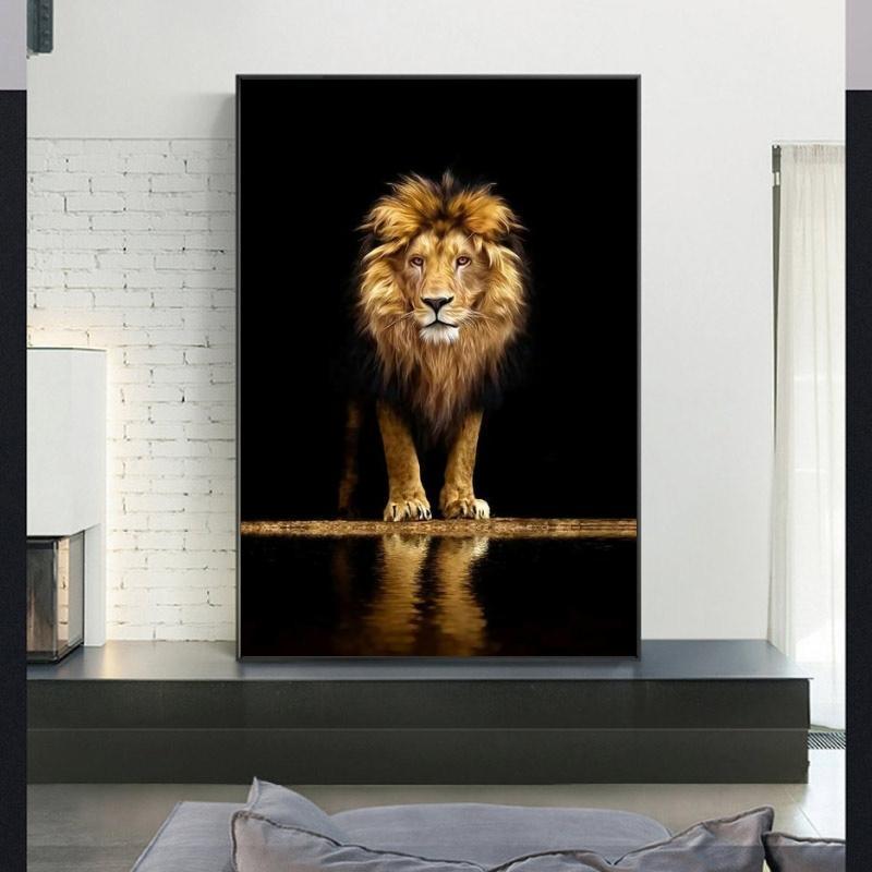 Lion in the Dark Canvas Wall Art Print (70x100cm) - Fansee Australia