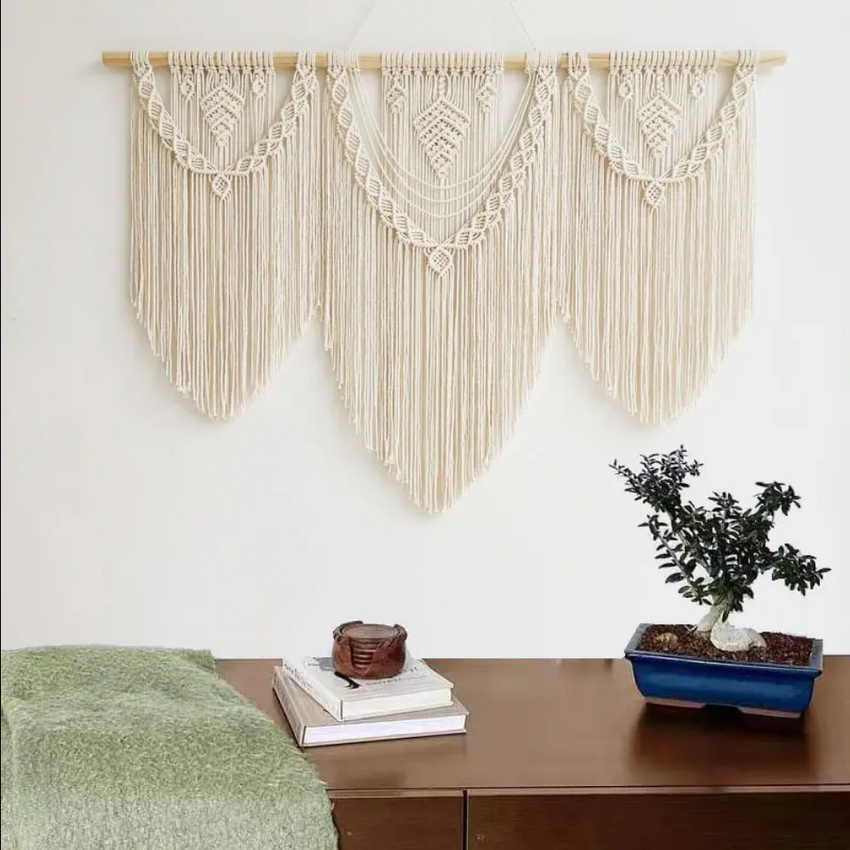 Luna Cascade – Triple Panel Macrame Wall Tapestry - Fansee Australia