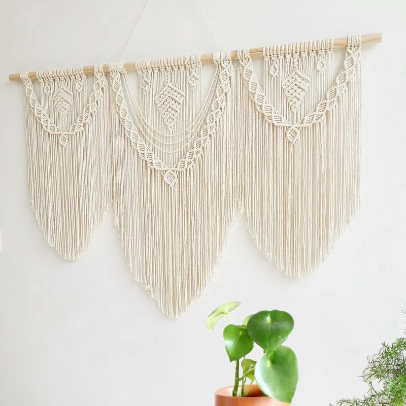 Luna Cascade – Triple Panel Macrame Wall Tapestry - Fansee Australia