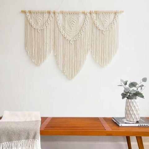 Luna Cascade – Triple Panel Macrame Wall Tapestry - Fansee Australia