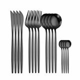 Luxurious Black Cutlery Set - Serenade (16 Piece Cutlery Set) - Fansee Australia