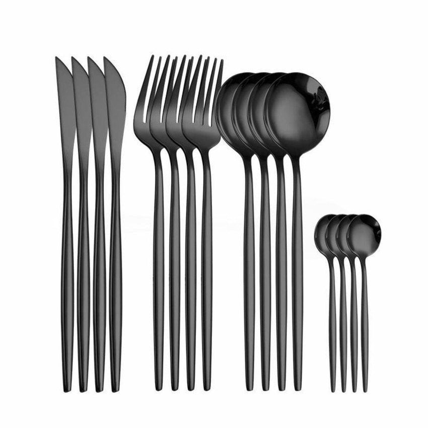 Luxurious Black Cutlery Set - Serenade (16 Piece Cutlery Set) - Fansee Australia