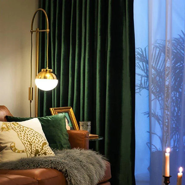 Luxurious Dark Green Velvet Blackout Curtains