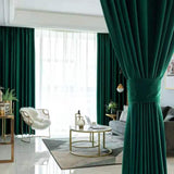 Luxurious Dark Green Velvet Blackout Curtains - Fansee Australia