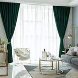 Luxurious Dark Green Velvet Blackout Curtains - Fansee Australia