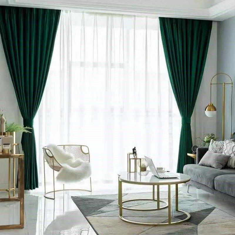 Luxurious Dark Green Velvet Blackout Curtains - Fansee Australia