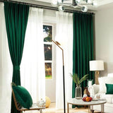 Luxurious Dark Green Velvet Blackout Curtains - Fansee Australia