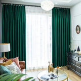 Luxurious Dark Green Velvet Blackout Curtains - Fansee Australia