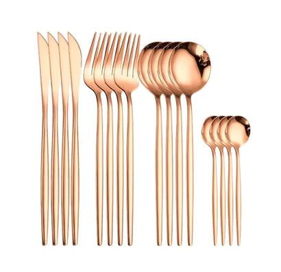 Luxurious Rose Gold Cutlery Set (16 Piece Cutlery Set) - Fansee Australia