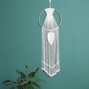 Macrame Dream Catcher Wall Hanging with Tassels - White - Fansee Australia