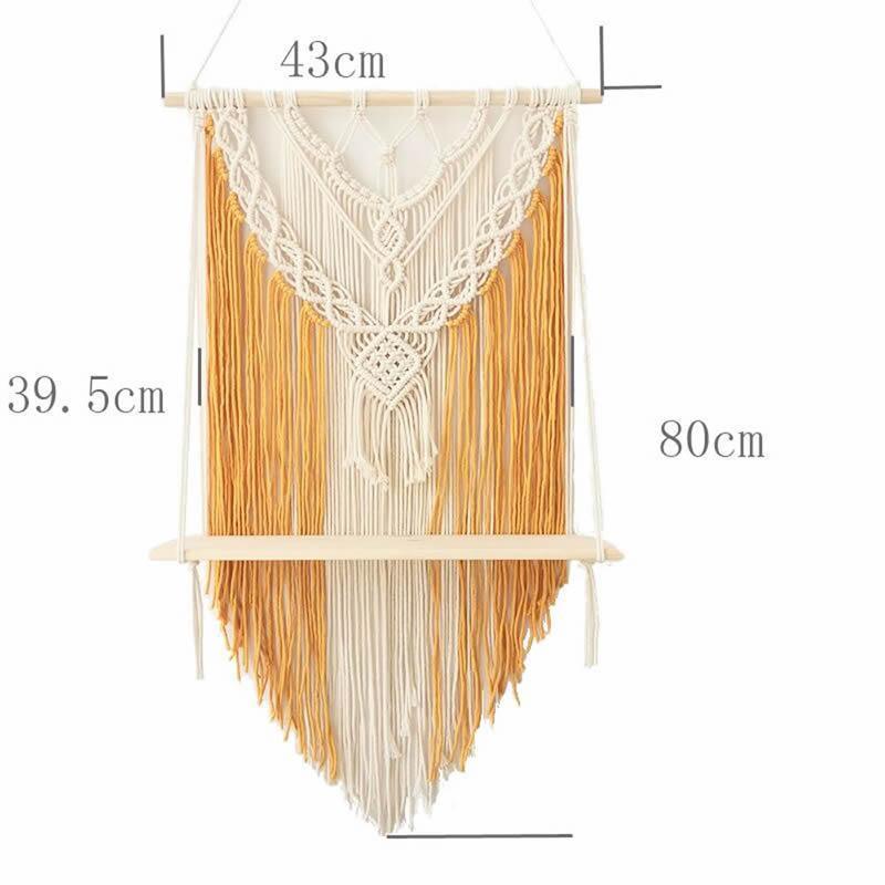 Macrame Wall Hanging Planter Wooden Floating Shelf - Fansee Australia