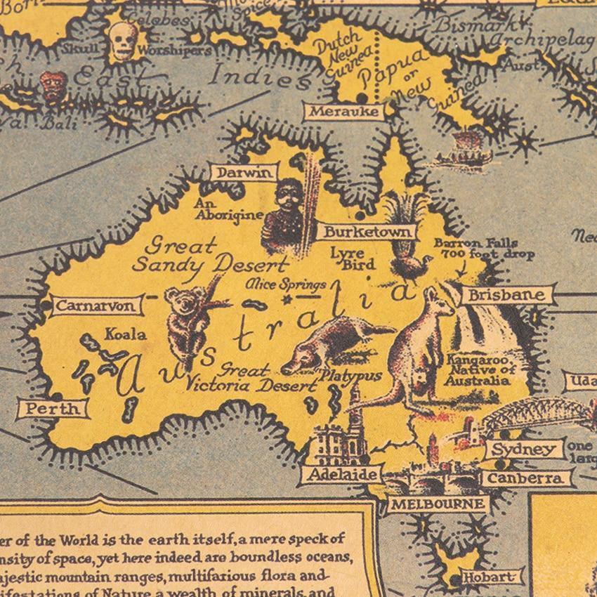 Map Of World Wonders Wall Art Poster (68.5X51.5cm) - Fansee Australia