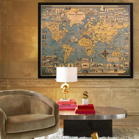 Map Of World Wonders Wall Art Poster (68.5X51.5cm) - Fansee Australia