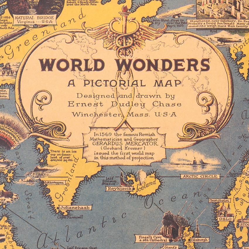 Map Of World Wonders Wall Art Poster (68.5X51.5cm) - Fansee Australia