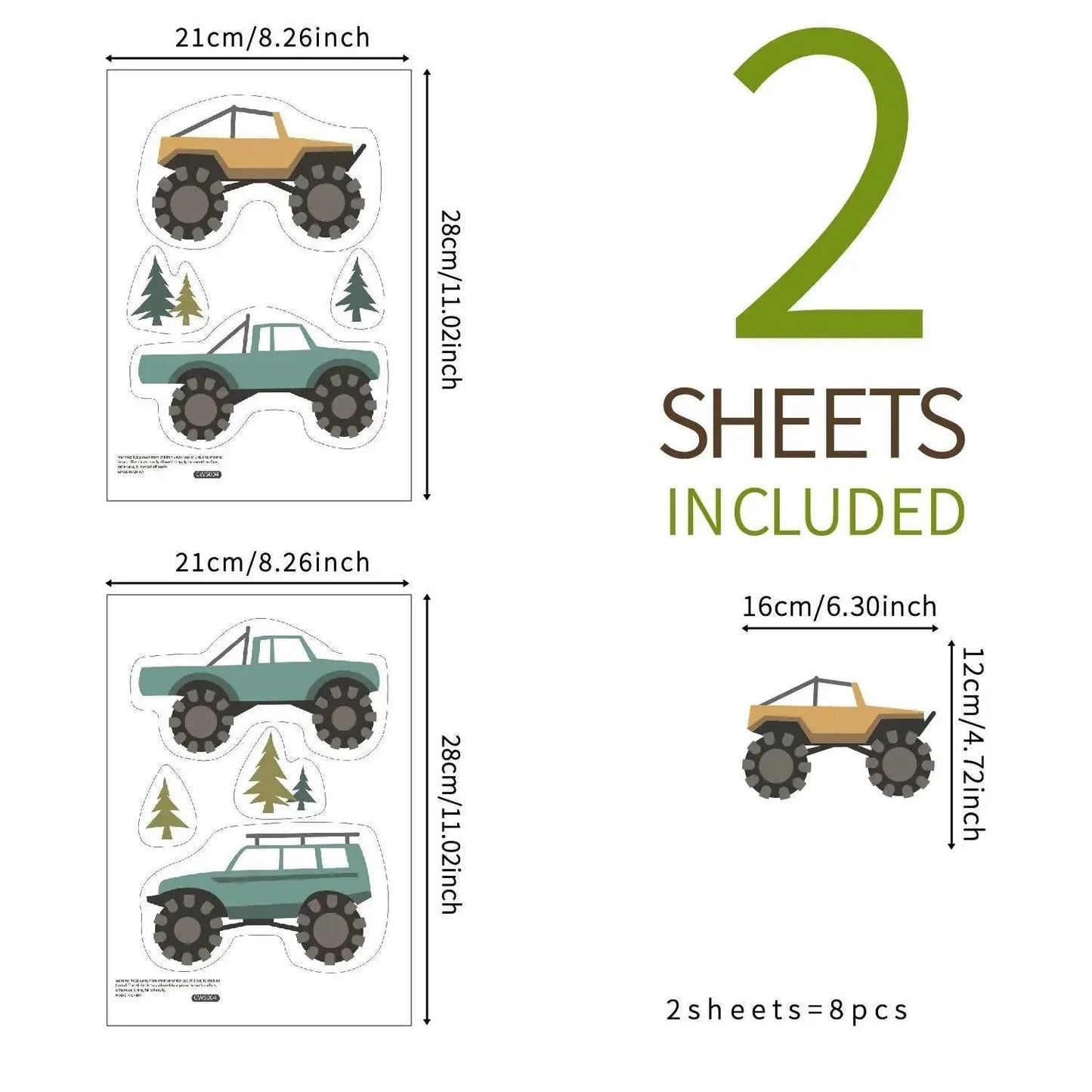 Monster Trucks and Road Kid's Room Wall Stickers - Fansee Australia