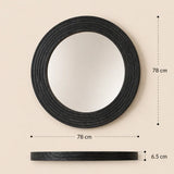 Noir Ridge Round Wall Mirror – Textured Black Statement Frame