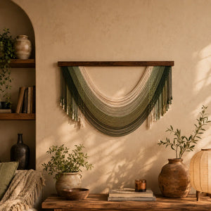 Olive Drift Fibre Wall Art – Large Handwoven Macrame Decor