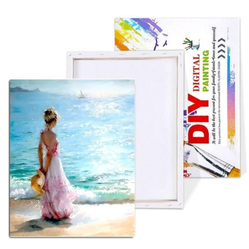 On The Beach Paint By Numbers Kit (40x50cm Framed Canvas) - Fansee Australia