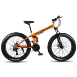 Orange 27 Speed Folding 26 Inch Double Shock Absorption Fat Tyre Mountain Bike - Fansee Australia