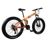 Orange 27 Speed Folding 26 Inch Double Shock Absorption Fat Tyre Mountain Bike - Fansee Australia