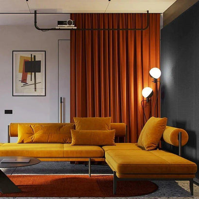Orange Blackout Luxurious Wool Velvet Ready To Hang Curtains - Fansee Australia