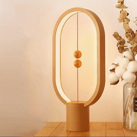 Oval Shape Magnetic LED Lamp - Wood - Fansee Australia