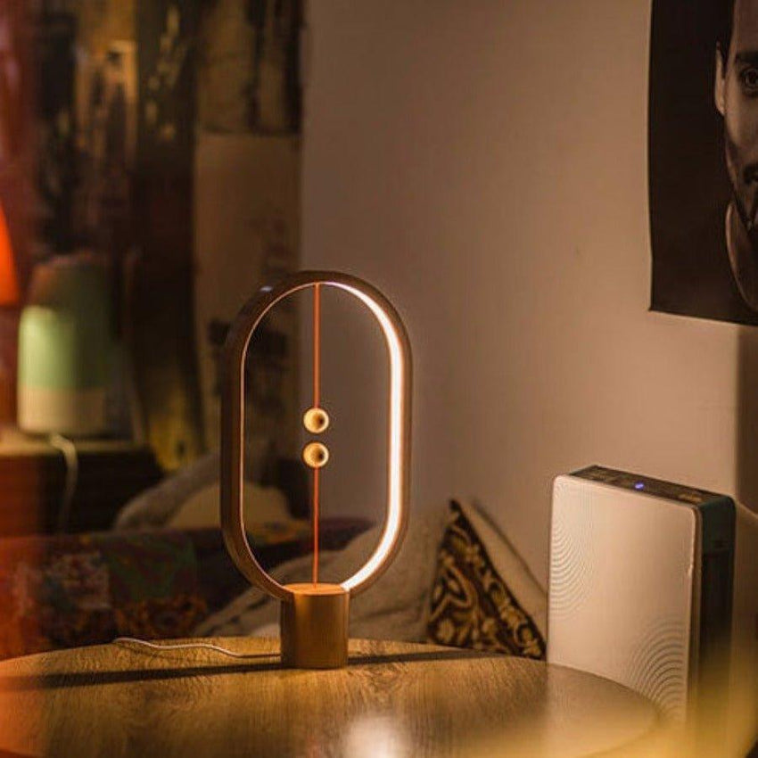 Oval Shape Magnetic LED Lamp - Wood - Fansee Australia