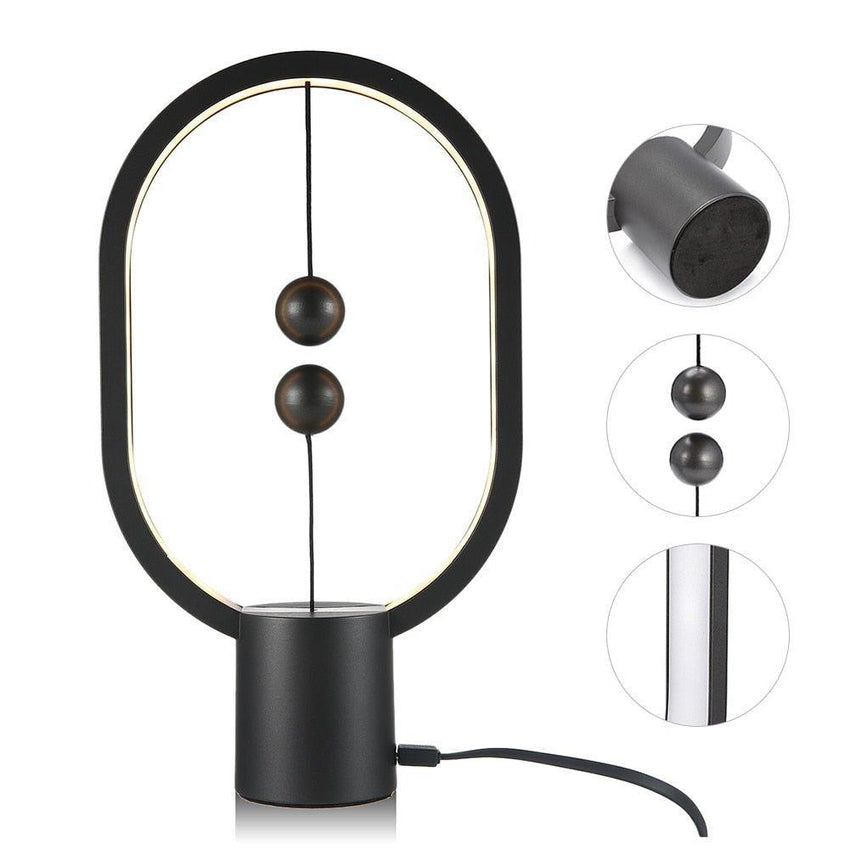 Oval Shape Magnetic Smart LED Lamp - Black - Fansee Australia