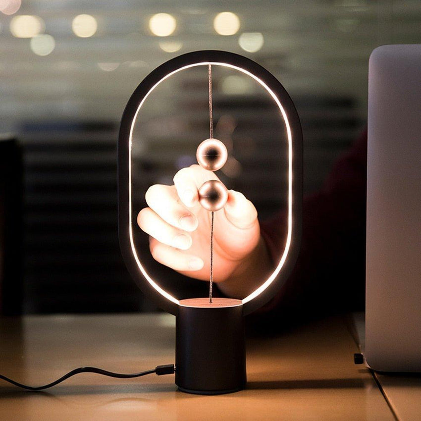 Oval Shape Magnetic Smart LED Lamp - Black - Fansee Australia