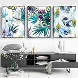 Parrots, Leaves & Flowers in Watercolour Canvas Prints - 3 Pcs Set (60x80cm) - Fansee Australia