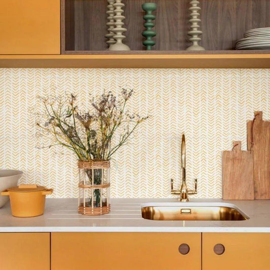 Peach Herringbone Textured Vinyl Self-Adhesive Tiles Stickers - Fansee Australia