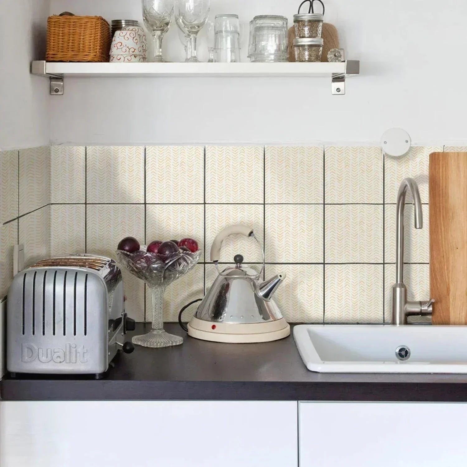 Peach Herringbone Textured Vinyl Self-Adhesive Tiles Stickers - Fansee Australia