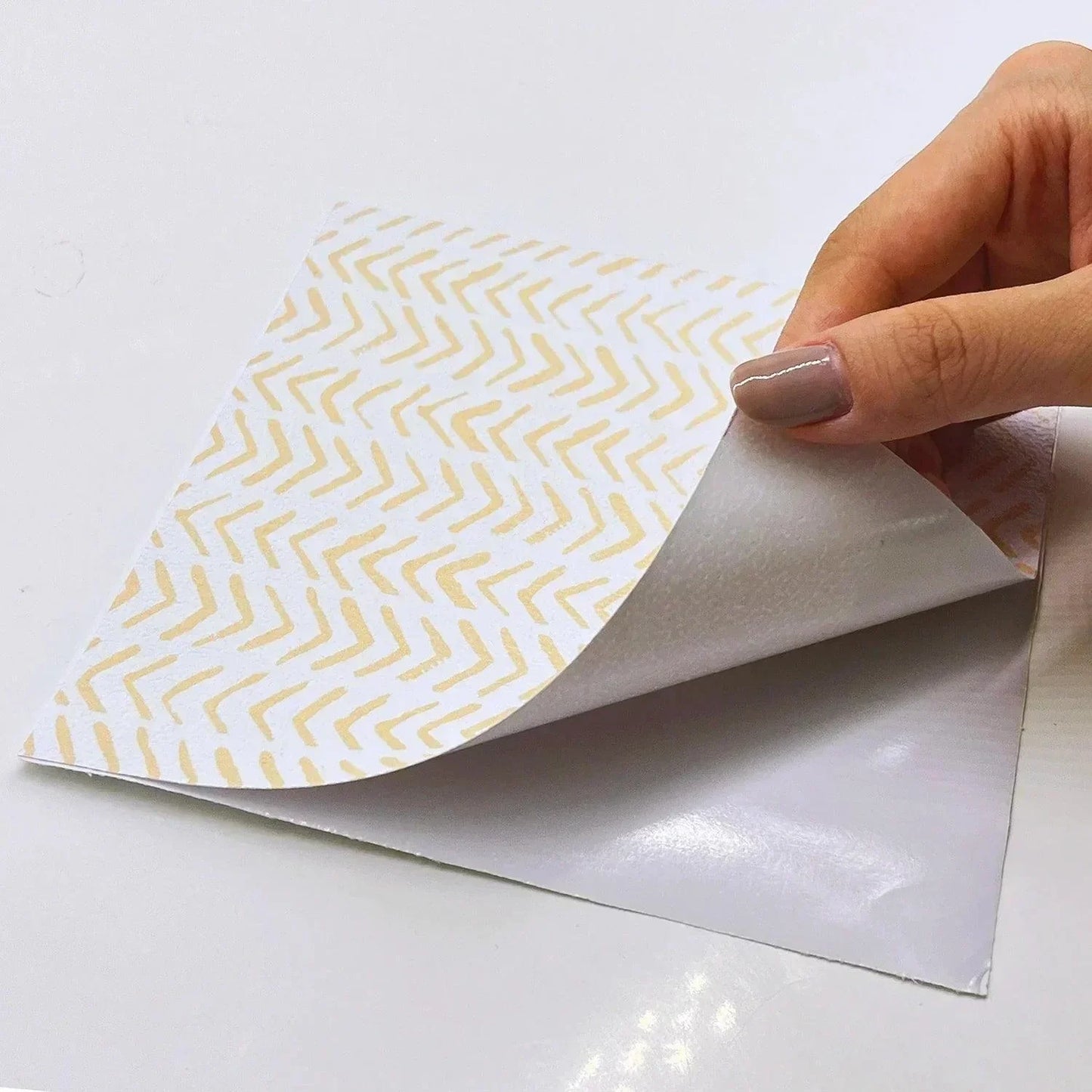 Peach Herringbone Textured Vinyl Self-Adhesive Tiles Stickers - Fansee Australia