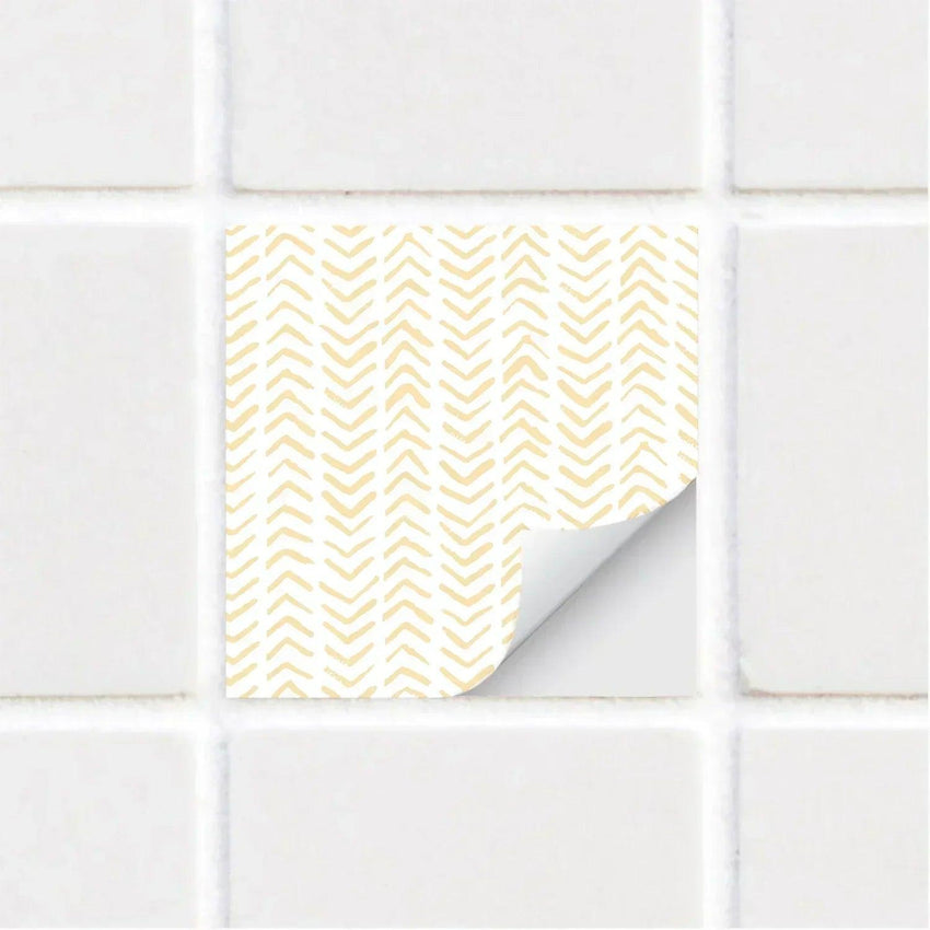 Peach Herringbone Textured Vinyl Self-Adhesive Tiles Stickers - Fansee Australia