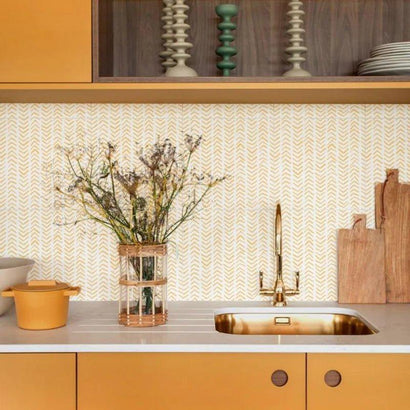 Peach Herringbone Textured Vinyl Self-Adhesive Tiles Stickers - Fansee Australia