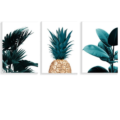 Pineapple Green Leaves Canvas Prints - 3 Pcs Set(60x80cm) - Fansee Australia