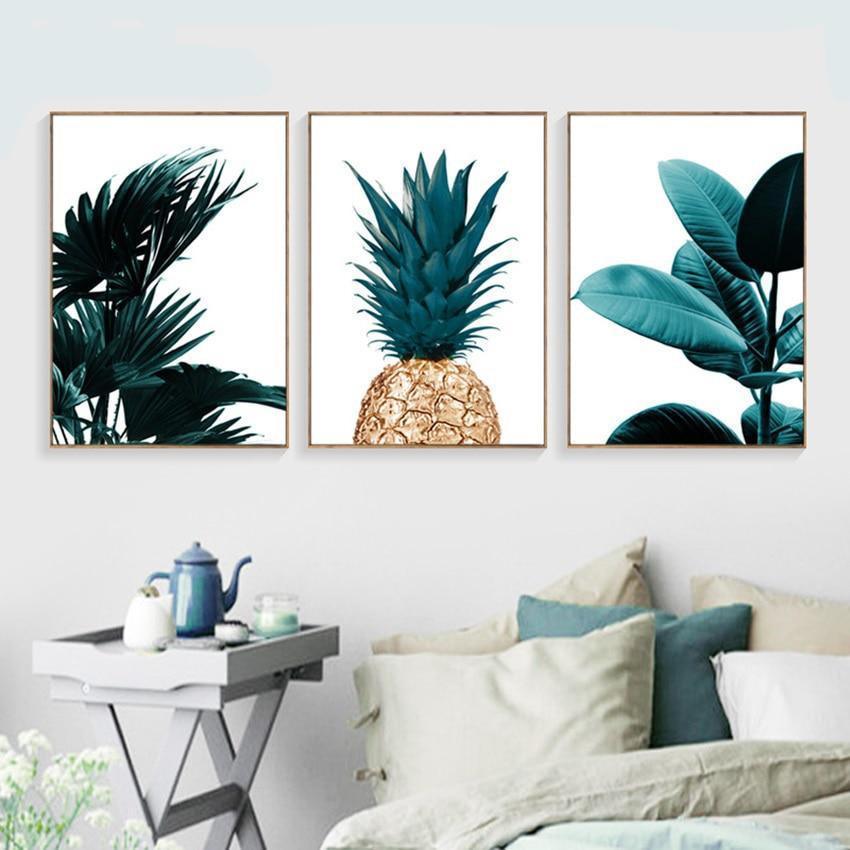 Pineapple Green Leaves Canvas Prints - 3 Pcs Set(60x80cm) - Fansee Australia