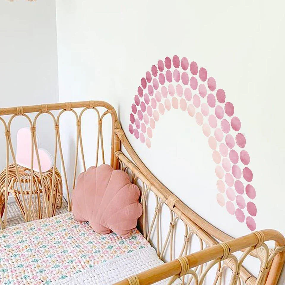Pink Watercolour Polka Dots Rainbow Wall Stickers - Fansee Australia