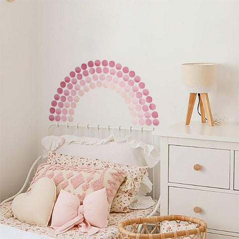 Pink Watercolour Polka Dots Rainbow Wall Stickers - Fansee Australia