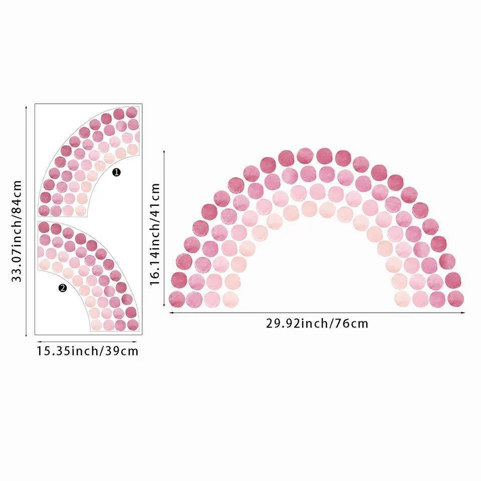 Pink Watercolour Polka Dots Rainbow Wall Stickers - Fansee Australia