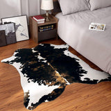 Premium Quality Large Artificial Black Brown Cowhide Rug - Fansee Australia
