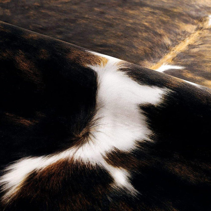 Premium Quality Large Artificial Black Brown Cowhide Rug - Fansee Australia