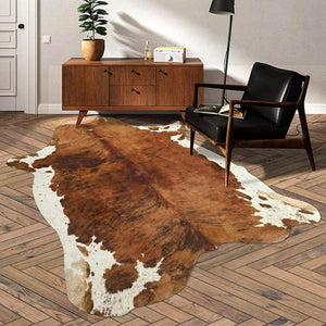 Premium Quality Large Artificial Brown Cowhide Rug - Fansee Australia