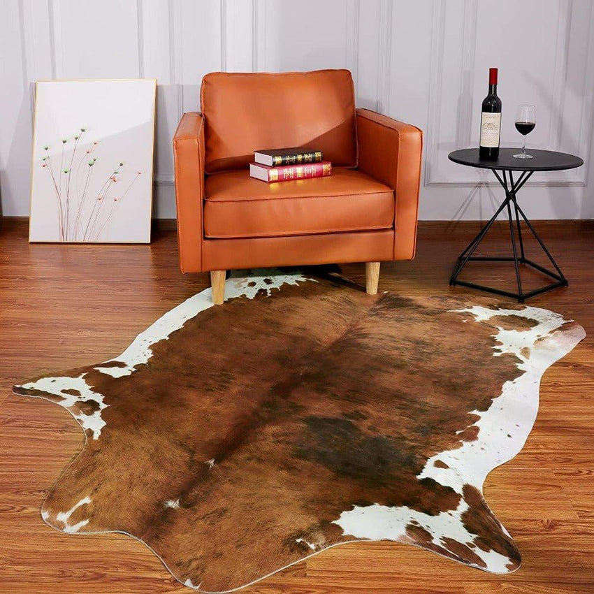 Premium Quality Large Artificial Brown Cowhide Rug - Fansee Australia