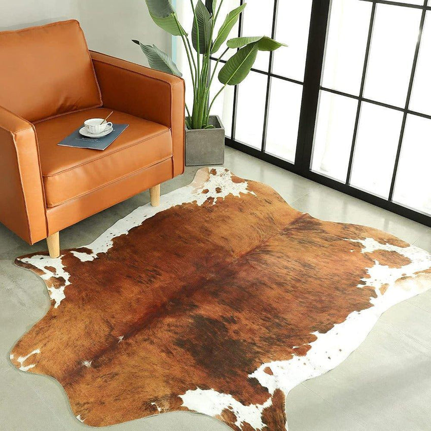 Premium Quality Large Artificial Brown Cowhide Rug - Fansee Australia